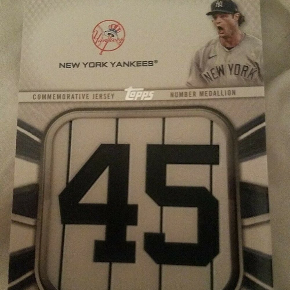 Gerritt Cole Yankees 2022 Topps Series 1 Topps Player Jersey Number Medallion
